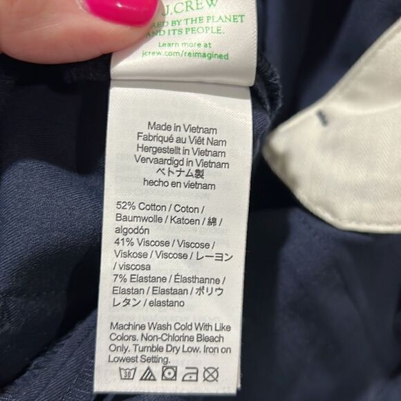 J. Crew Sydney wide-leg pant in bi-stretch cotton blend in Navy NWT size 00 - Picture 11 of 12
